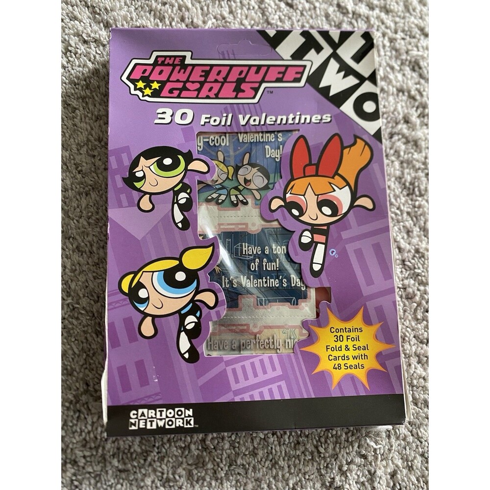 Vtg Powerpuff Girls Holographic Card Foil Valentines New Sealed Cartoon Network
